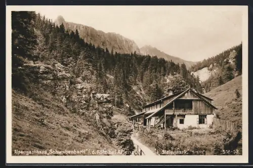 AK Thörl, Fölz bei Aflenz, Gasthaus Schwabenbartl mit Umgebung