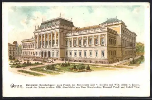 Lithographie Graz, Hauptgebäude der Universität