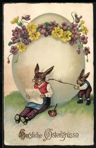 AK Osterhasenkind ärgert einen Osterhasen