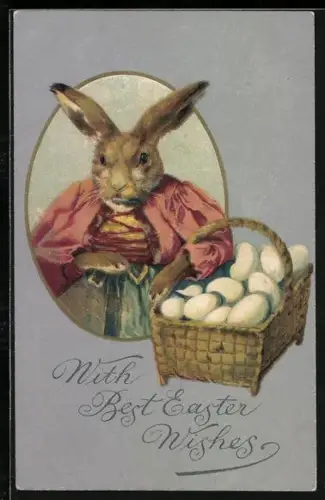 AK Osterhase mit Eierkorb