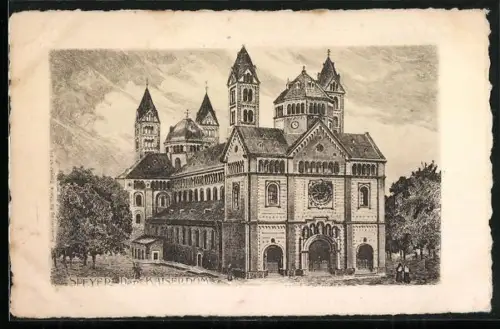 Künstler-AK Speyer, Blick auf den Kaiserdom