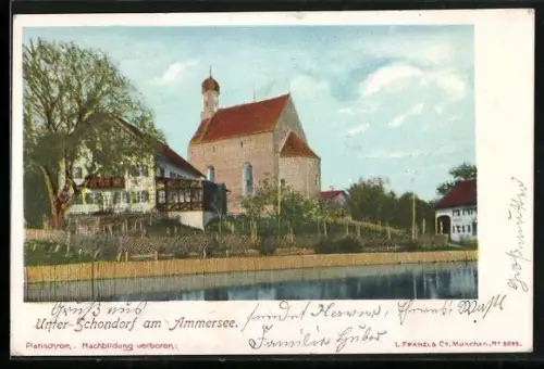 AK Unter-Schondorf am Ammersee, an der Kirche