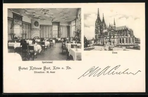 AK Köln a. Rh., Dom und Hotel Kölner Hof, Innenansicht