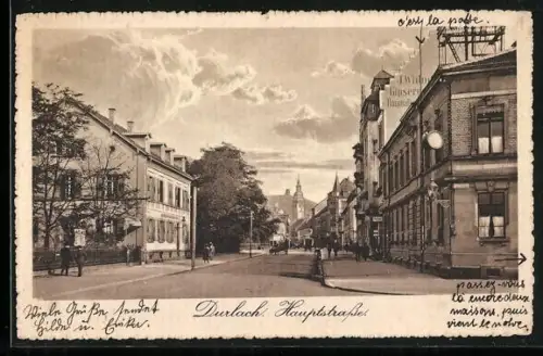 AK Durlach, Passanten in der Hauptstrasse