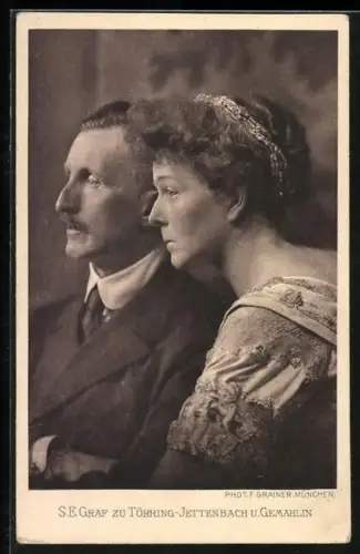 AK S. E. Graf zu Törring-Jettenbach und Gemahlin in Profilansicht