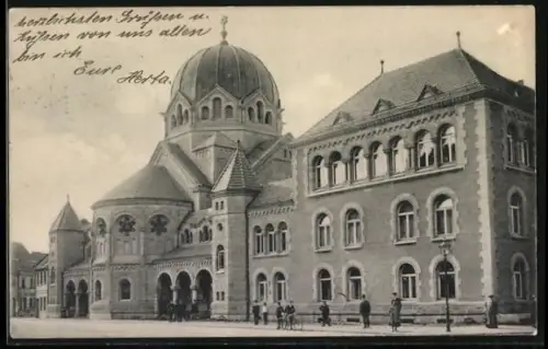 AK Dessau, Strassenpartie an der Synagoge