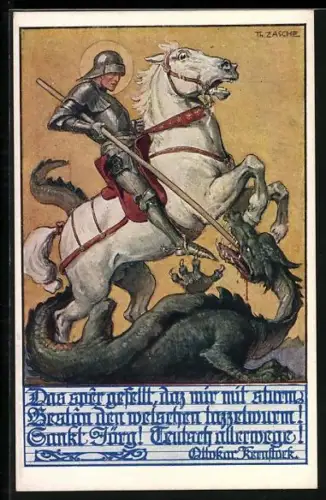 Künstler-AK Theo Zasche: Sankt Georg der Drachentöter