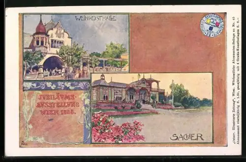 AK Wien, Jubiläums-Ausstellung 1898, Weinkosthalle, Pavillon von Sacher