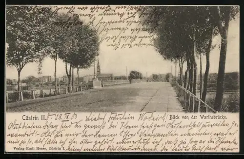 AK Cüstrin, Blick von der Warthebrücke