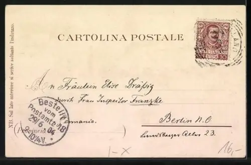 Lithographie Sestri-Levante, Grand Hotel von Jensch, Orts-Panorama