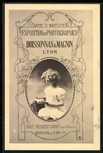 AK Lyon, Exposition de Photographies Boissonnas & Magnin 1911, 8 Rue President-Carnot, Ausstellung, Fotoapparat