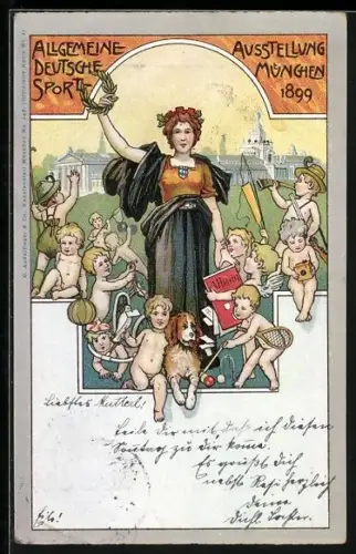 Lithographie München, Allg. Dt. Sport-Ausstellung 1899.
