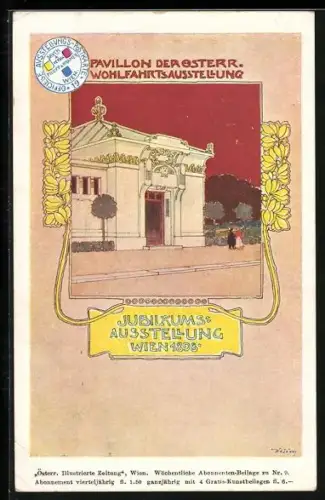 Künstler-AK Wien, Jubiläumsausstellung 1898, Pavillon der Österr, Wohlfahrtsausstellung