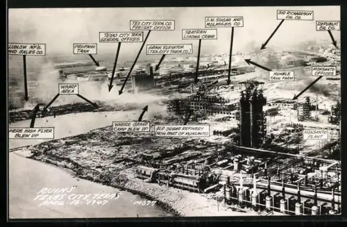 AK Texas City, TX, Explosion 1947, Monsanto Plant, Grain Elevator