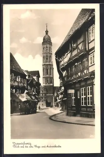 AK Braunschweig, Blick auf die alte Wage und Andreaskirche