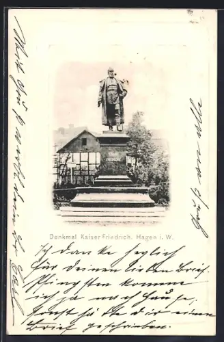 AK Hagen i. W., Denkmal Kaiser Friedrich