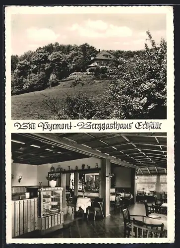 AK Bad Pyrmont, Berggasthaus Erdfälle mit Innenansicht