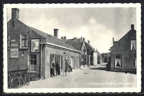 AK Heerjansdam, Dorpstraat met Raadhuid