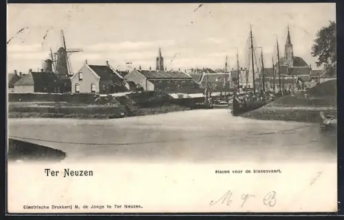 AK Ter Neuzen, Haven voor de Binnenvaart, Binnenhafen mit Segelbooten