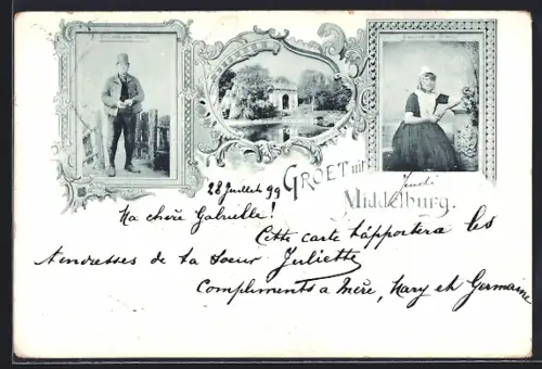 AK Middelburg, Panorama, Walchersche Boer, Walchersche Boerin