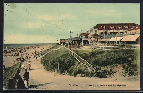 AK Zandvoort, Terras Groot Badhuis met Strangezicht