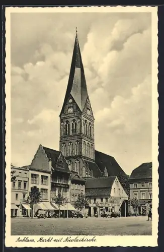 AK Anklam, Markt mit Nicolaikirche