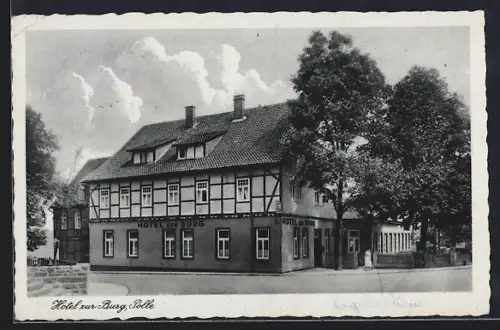 AK Polle /Weserbergland, Hotel, Restaurant u. Pensionshaus Zur Burg, Bes. R. Jacob