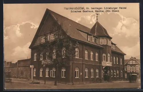 AK Hankensbüttel /Kr. Isenhagen, Schackes Gasthaus, Bes. Otto Obeck