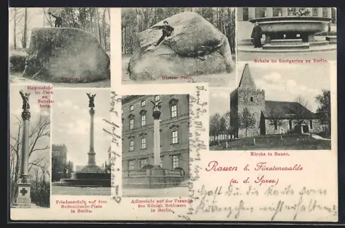 AK Rauen b. Fürstenwalde, Kirche, Grosser und Kleiner Stein