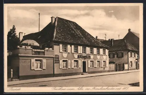 AK Rastatt, Gasthaus zum Adler, Bes. Hermann Katzenberger