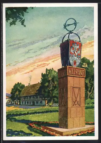 AK Meerane, Wilkommensäule an der Hohen Strasse