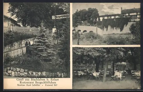 AK Bischleben b. Erfurt, Restaurant Bergschlösschen, Bes. Kurt Schiffer