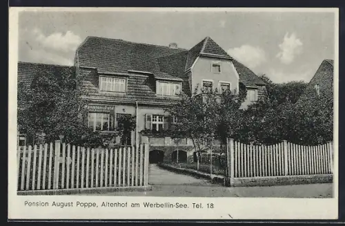 AK Altenhof / Werbellinsee, Pension August Poppe von der Strasse aus gesehen