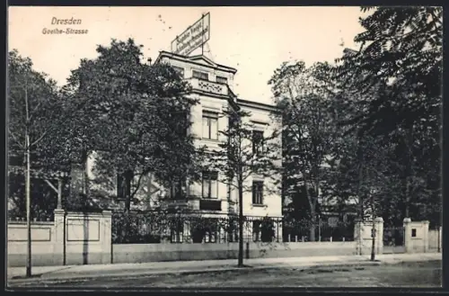 AK Dresden, Haushaltung-Pensionat Sophie Voigt, Goethestrasse 12