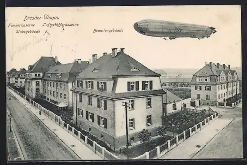 AK Dresden-Übigau, Zeppelin, Funkerkaserne, Luftschifferkaserne, Stabsgebäude, Beamtengebäude
