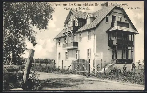 AK Bollersdorf b. Buckow, Villa Müller mit Strassenpartie