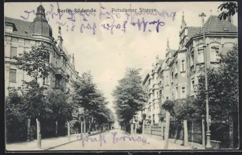 AK Berlin-Südende, Potsdamer Strasse mit Häuserzeilen