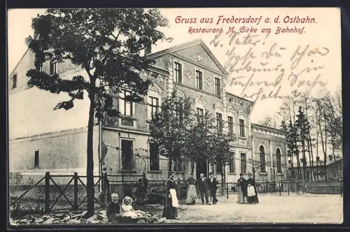 AK Fredersdorf a. d. Ostbahn, Restaurant M. Girke am Bahnhof