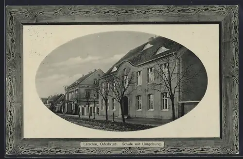AK Letschin /Oderbruch, Schule mit Umgebung