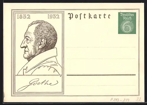 AK Johann Wolfgang von Goethe im Profil, Ganzsache