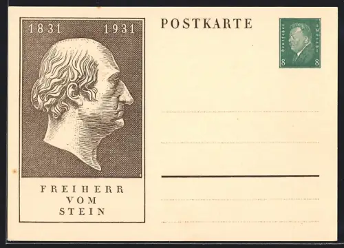 AK Profil des Freiherr vom Stein, Ganzsache