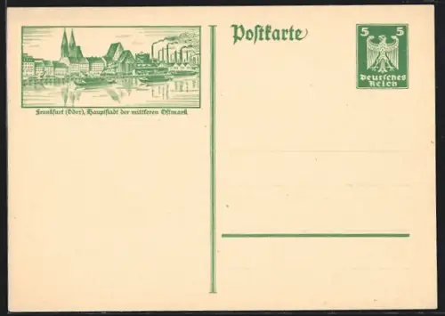 AK Frankfurt /Oder, Ortsansicht mit Fabriken und Lastkähnen, Ganzsache