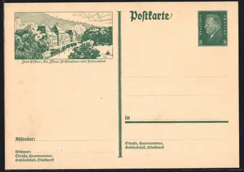 AK Bad Elster, Blick auf das Kurhaus, Ganzsache