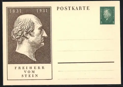 AK Profil des Freiherr Heinrich vom Stein, Ganzsache