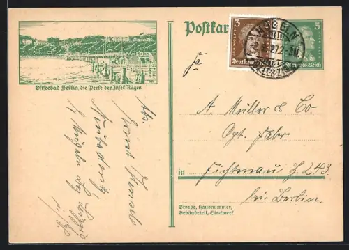 AK Sellin, Ostseebad, Ortsansicht, Ganzsache