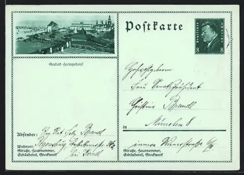AK Heringsdorf, Teilansicht, Ganzsache