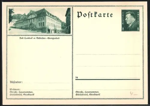 AK Bad Landeck in Schlesien, Georgenbad, Ganzsache