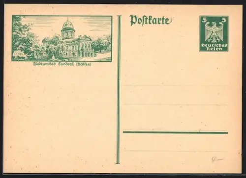 AK Landeck /Schles., Kurhaus, Totalansicht, Ganzsache
