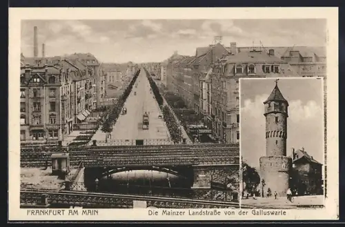 AK Frankfurt am Main, Die Mainzer Landstrasse von der Galluswarte