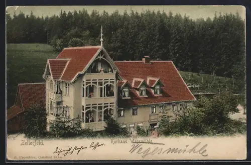 AK Zellerfeld, Kurhaus Wegsmühle in Waldpartie